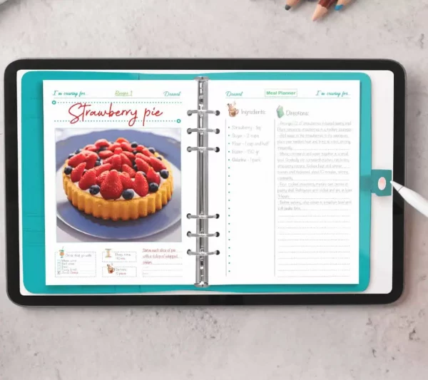 Recipe Blank Book for Tablet, Blue
