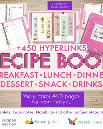 Recipe Journal for Tablet, Pink