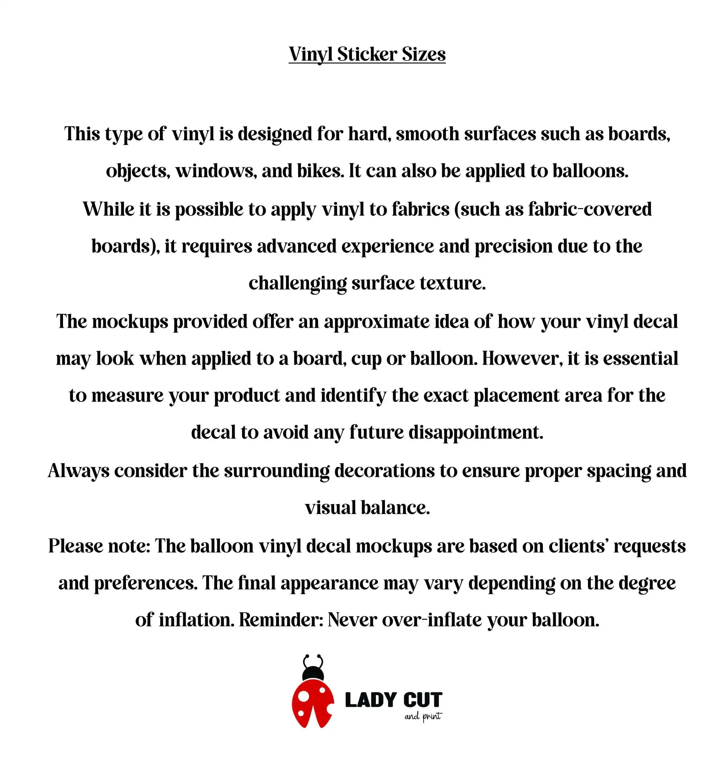 Vinyl decal sticker personalised – for weddings , balloons, birthdays, boards