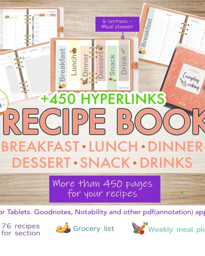 Recipe Journal for Tablet – Extra Space – Salmon
