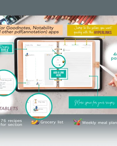 Recipe Journal for Tablet – Extra Space – Salmon