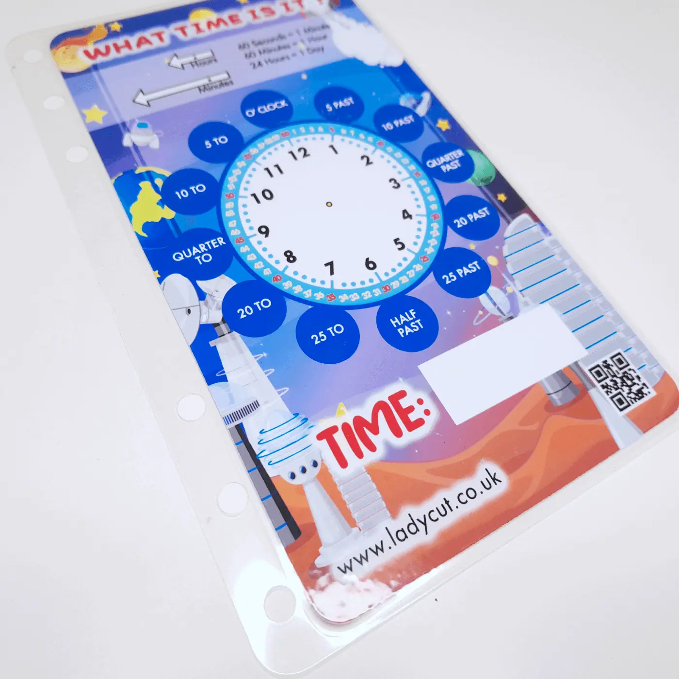 Telling time clock – For children – Write and rub it out