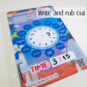 Telling time clock – For children – Write and rub it out