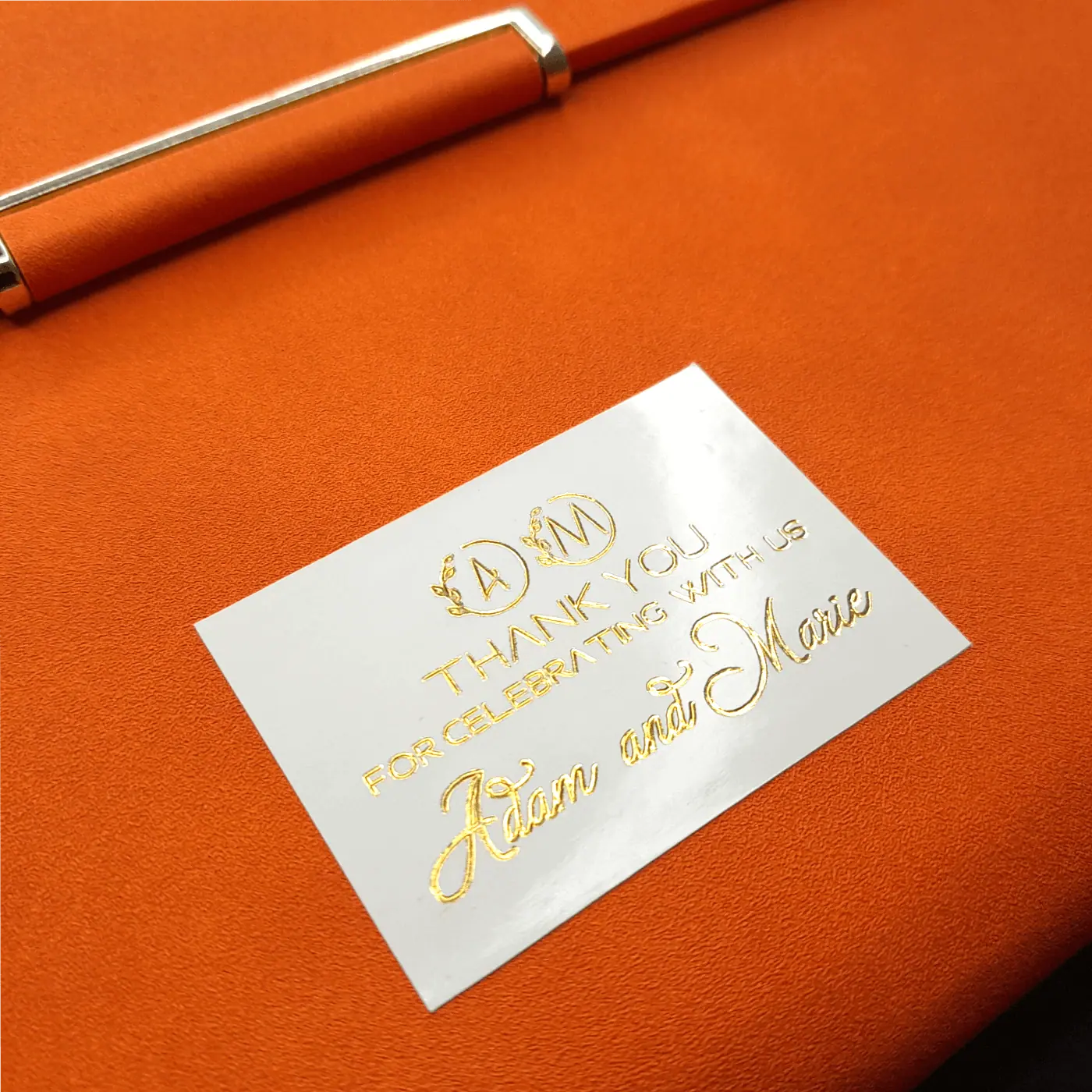 Sticker Labels with Gold Foil – White or Clear – For Wedding, Baptism, Birthday, Logotype and more