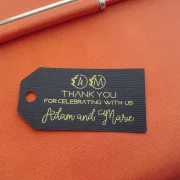 Custom Gold Text Tags – Elevate Your Special Occasion with Elegance!