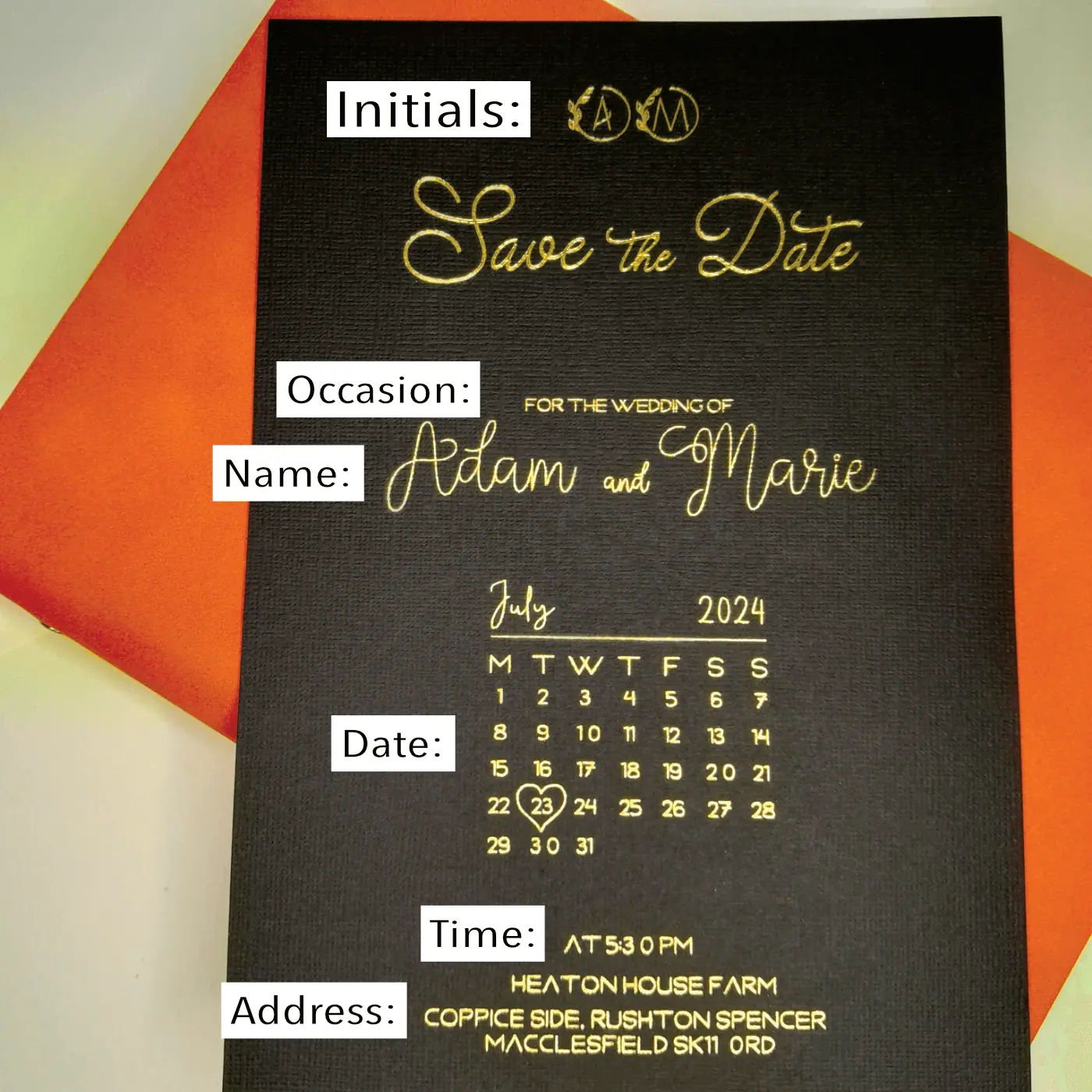 Custom Save the date – Gold or Silver