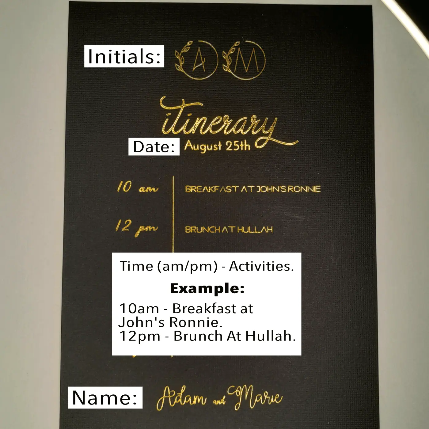 Custom Itinerary – Gold or Silver