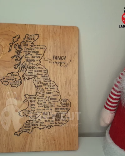 Slangs Map – UK – Engrave – SVG & XCS File for Laser Cutting