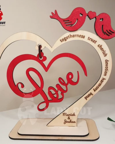 Valentine’s Day Wood Decoration –  SVG & XCS File for Laser Cutting