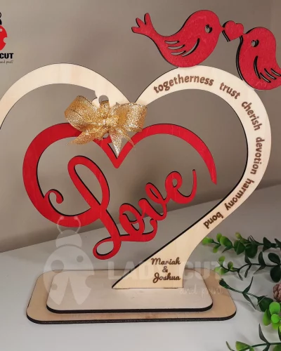 Valentine’s Day Wood Decoration –  SVG & XCS File for Laser Cutting