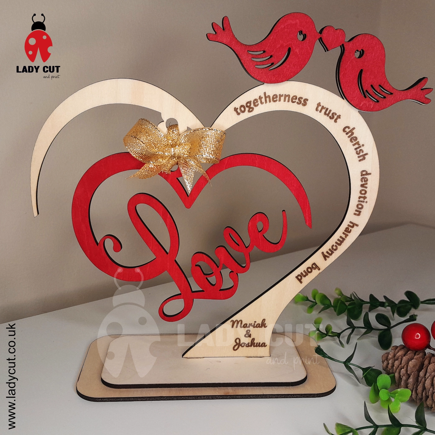 Valentine’s Day Wood Decoration – SVG & XCS File for Laser Cutting