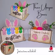 3 Easter Bunny Gift Boxes/Basket – SVG & XTool Files for Laser Cutting