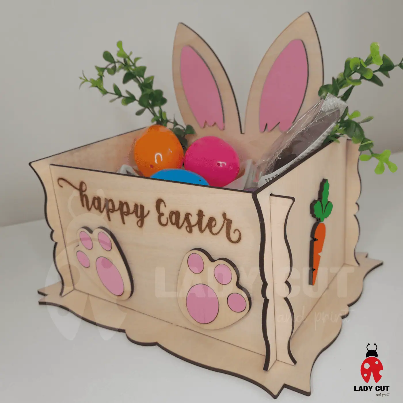 3 Easter Bunny Gift Boxes/Basket – SVG & XTool Files for Laser Cutting