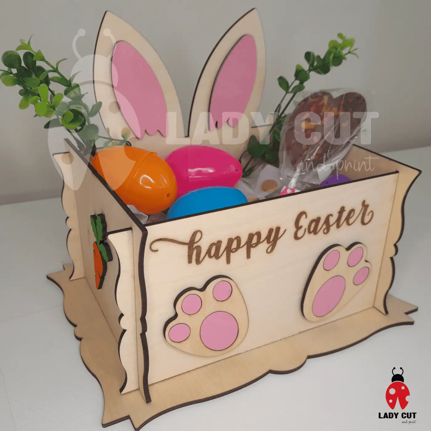 3 Easter Bunny Gift Boxes/Basket – SVG & XTool Files for Laser Cutting