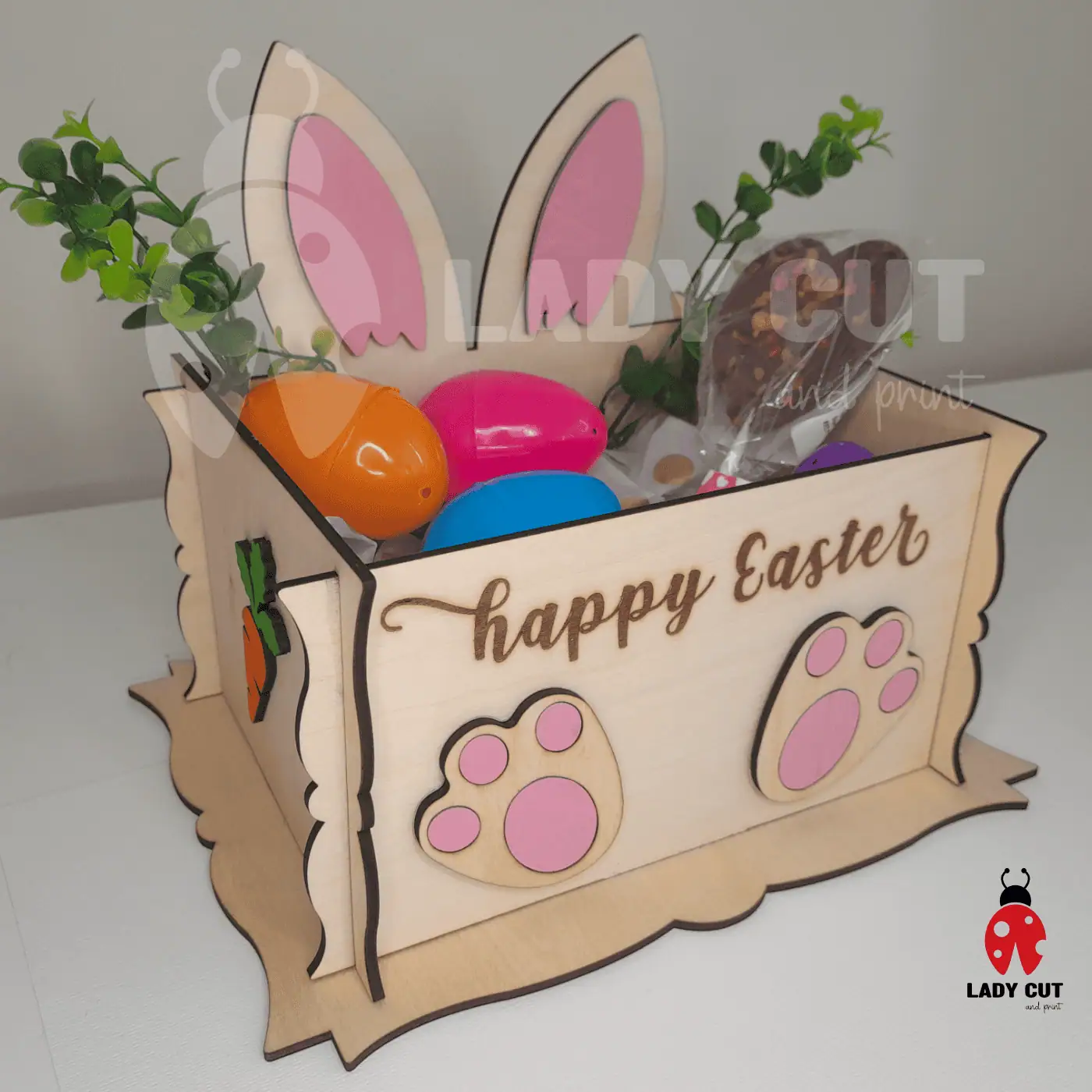 3 Easter Bunny Gift Boxes/Basket – SVG & XTool Files for Laser Cutting