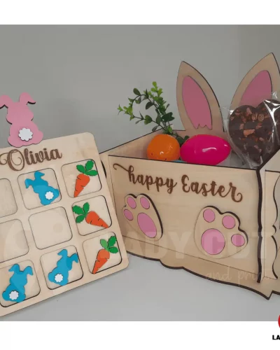 BUNDLE – 3 Easter boxes and Tic-Tac-Toe Game – Easter – SVG & XTool Files for Laser Cutting