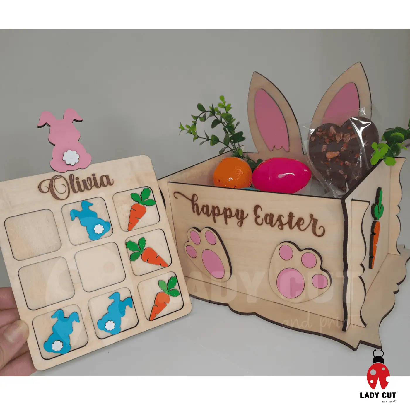 BUNDLE – 3 Easter boxes and Tic-Tac-Toe Game – Easter – SVG & XTool Files for Laser Cutting