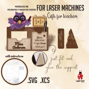 Personalized Owl Pen and Post-It Holder for Teachers – Cute & Lovely Gift (SVG & XCS Files for Laser Cutters)