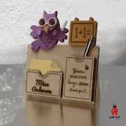 Personalized Owl Pen and Post-It Holder for Teachers – Cute & Lovely Gift (SVG & XCS Files for Laser Cutters)