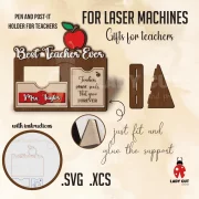 Pen and Post-It Holder for Teachers – Best teacher Ever – Cute & Lovely Gift (SVG & XCS Files for Laser Cutters)