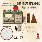 Pen and Post-It Holder for Teachers – Best teacher Ever – Cute & Lovely Gift (SVG & XCS Files for Laser Cutters)