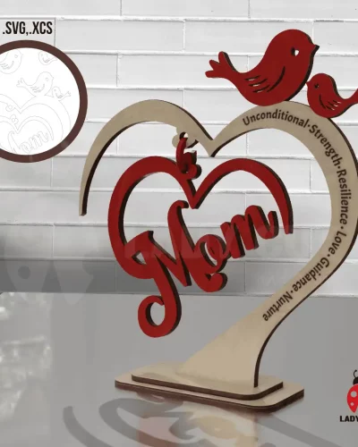 Mother’s Day SVG Ornament – Laser Cut Files for 1 to 4 Children (SVG + XCS)