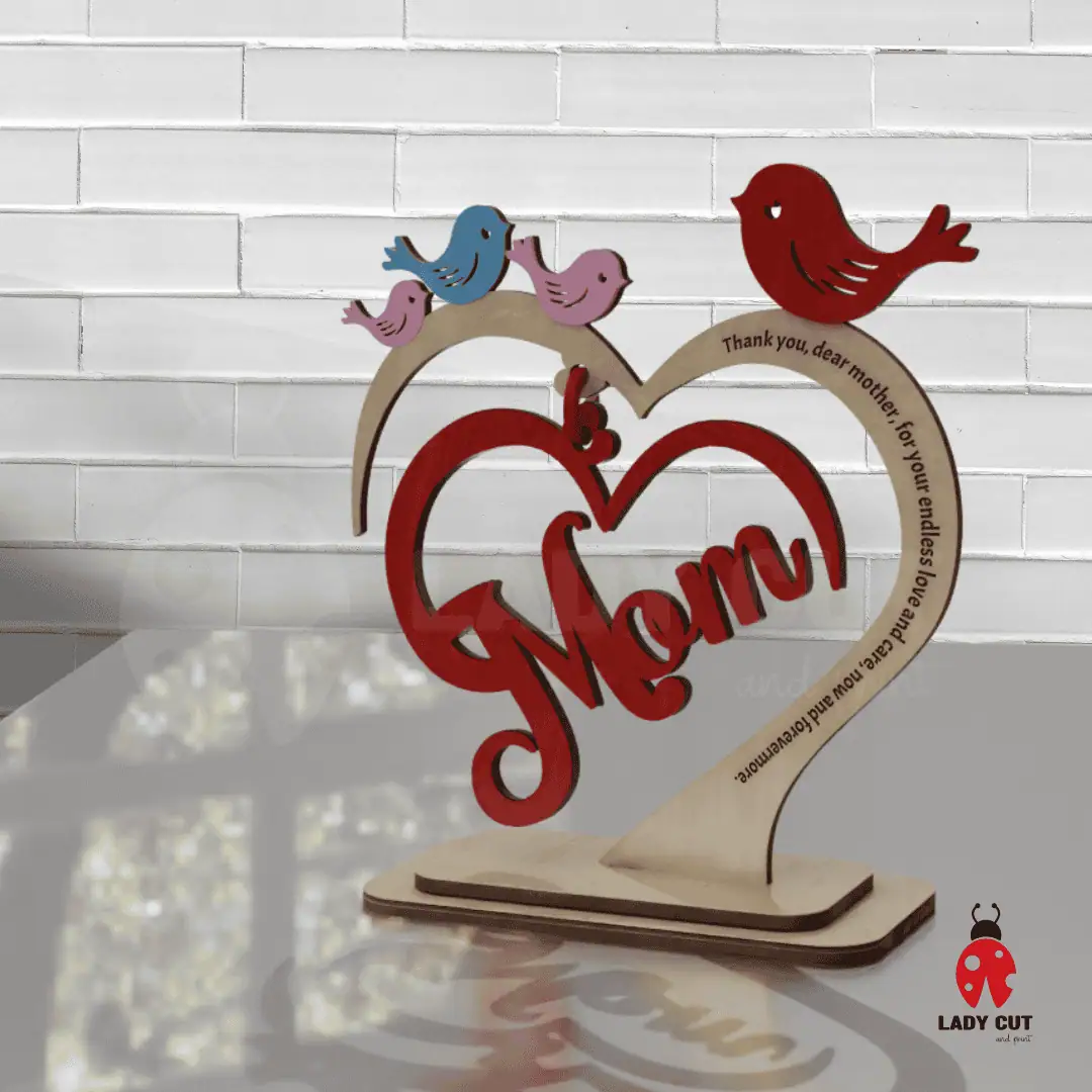 Mother’s Day SVG Ornament – Laser Cut Files for 1 to 4 Children (SVG + XCS)