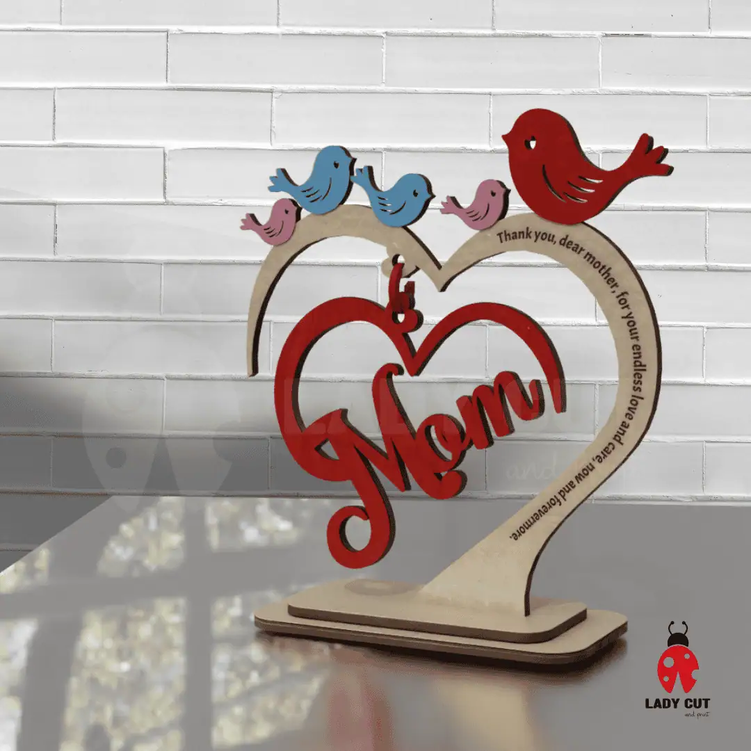 Mother’s Day SVG Ornament – Laser Cut Files for 1 to 4 Children (SVG + XCS)