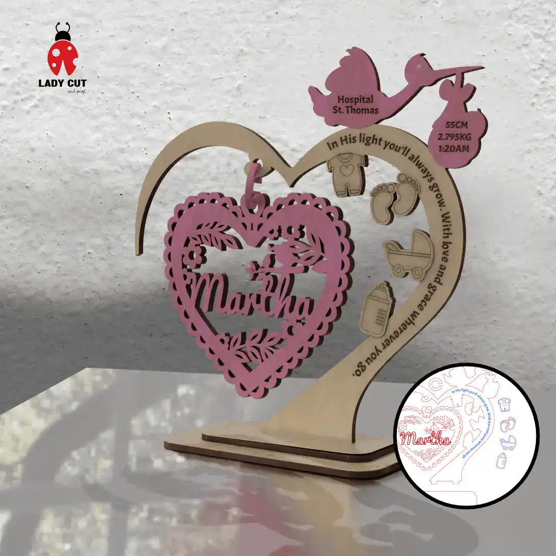 Personalized Newborn Baby SVG Ornament | Laser Cut File