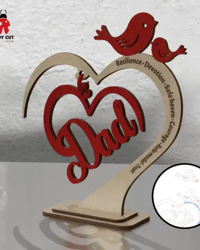 Father’s Day SVG Ornament – Laser Cut Files for 1 to 4 Children (SVG + XCS)