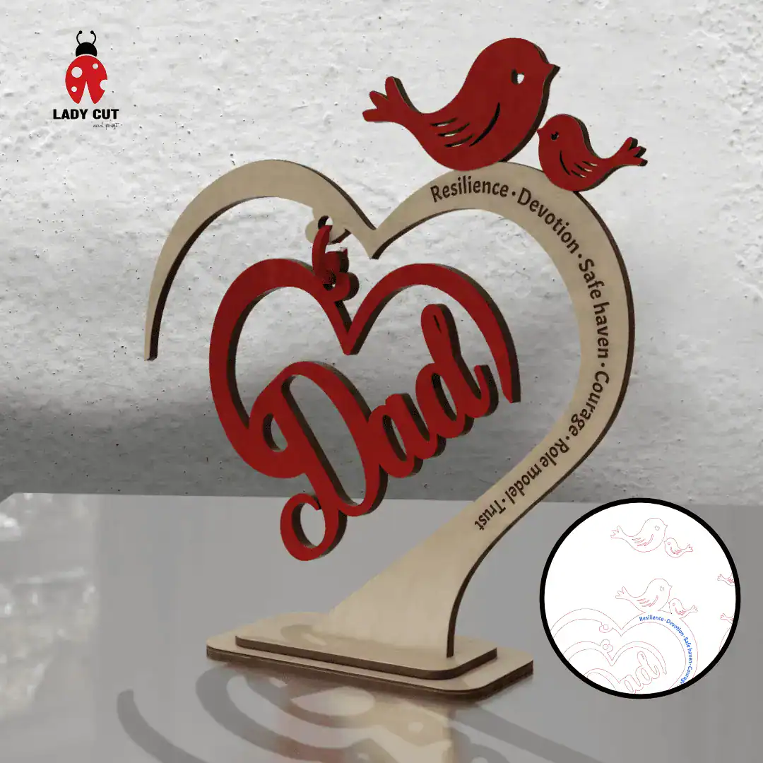 Father’s Day SVG Ornament – Laser Cut Files for 1 to 4 Children (SVG + XCS)