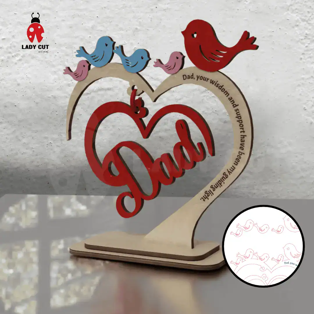 Father’s Day SVG Ornament – Laser Cut Files for 1 to 4 Children (SVG + XCS)