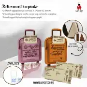Happy Retirement SVG & XCS Laser Cut File – Cute Luggage Gift with Boarding Passes (Ship & Plane) + Display Stand