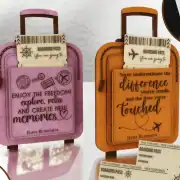 Happy Retirement SVG & XCS Laser Cut File – Cute Luggage Gift with Boarding Passes (Ship & Plane) + Display Stand