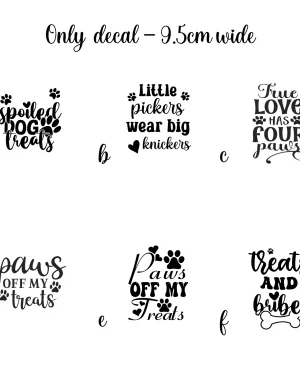 Vinyl decal sticker for Dog Treat jar