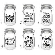 Funny Dog Treat Jar – Clear Glass Jar with Lid & Vinyl Decal (1.8L)