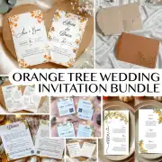Template Orange Tree Invitation Bundle: Invitation, Menu, Welcome, Details, RSVP & Pocket for cutting machines