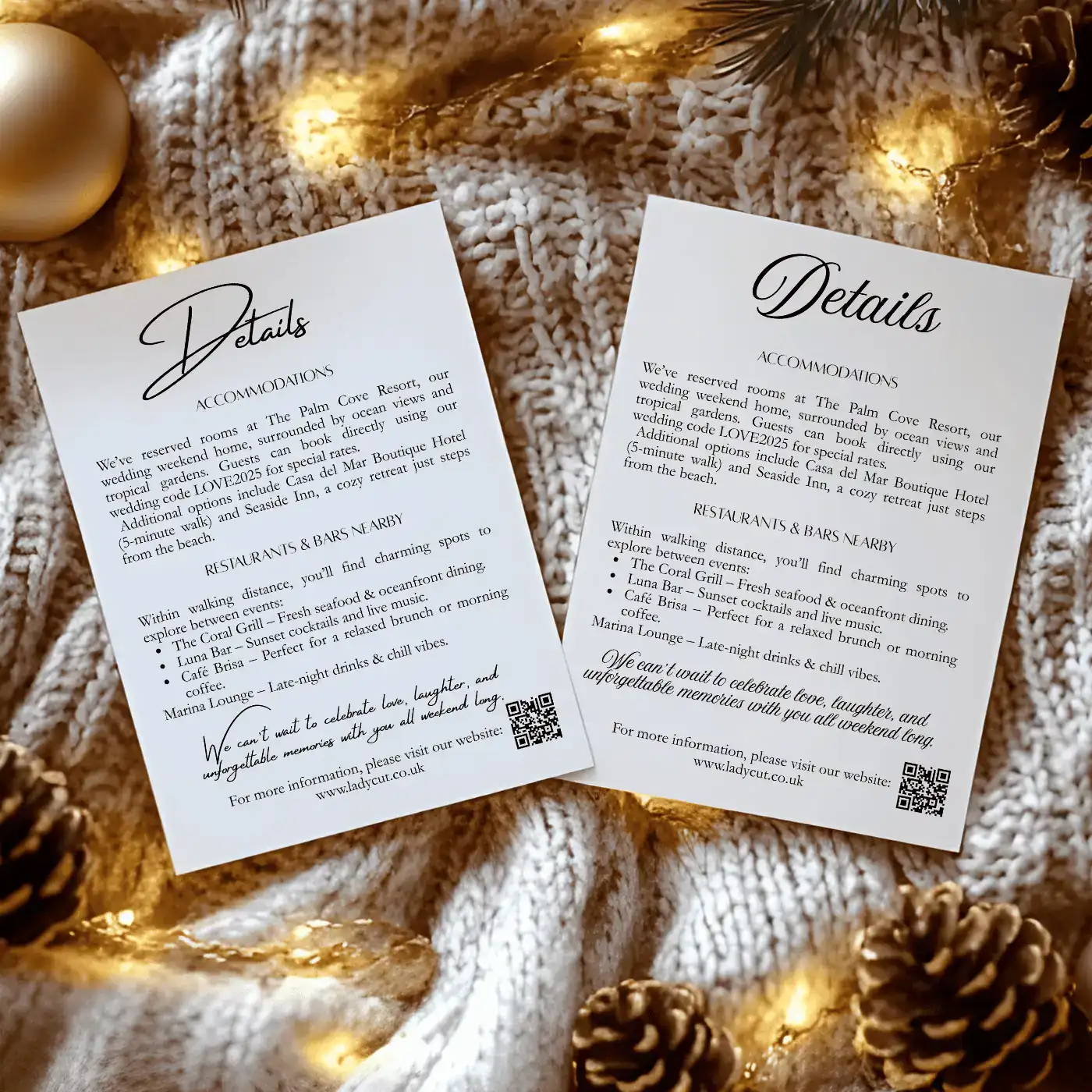 Canva Template – Bundle: New Year’s wedding invitation with Pocket: Invitations, Wisdom, Menus, Welcomes, Details, Rsvp