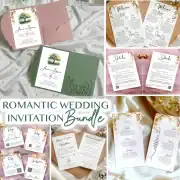 Romantic Wedding Invitation Bundle: Invitation, Menu, Welcome, Details, RSVP & Pocket for cutting machines