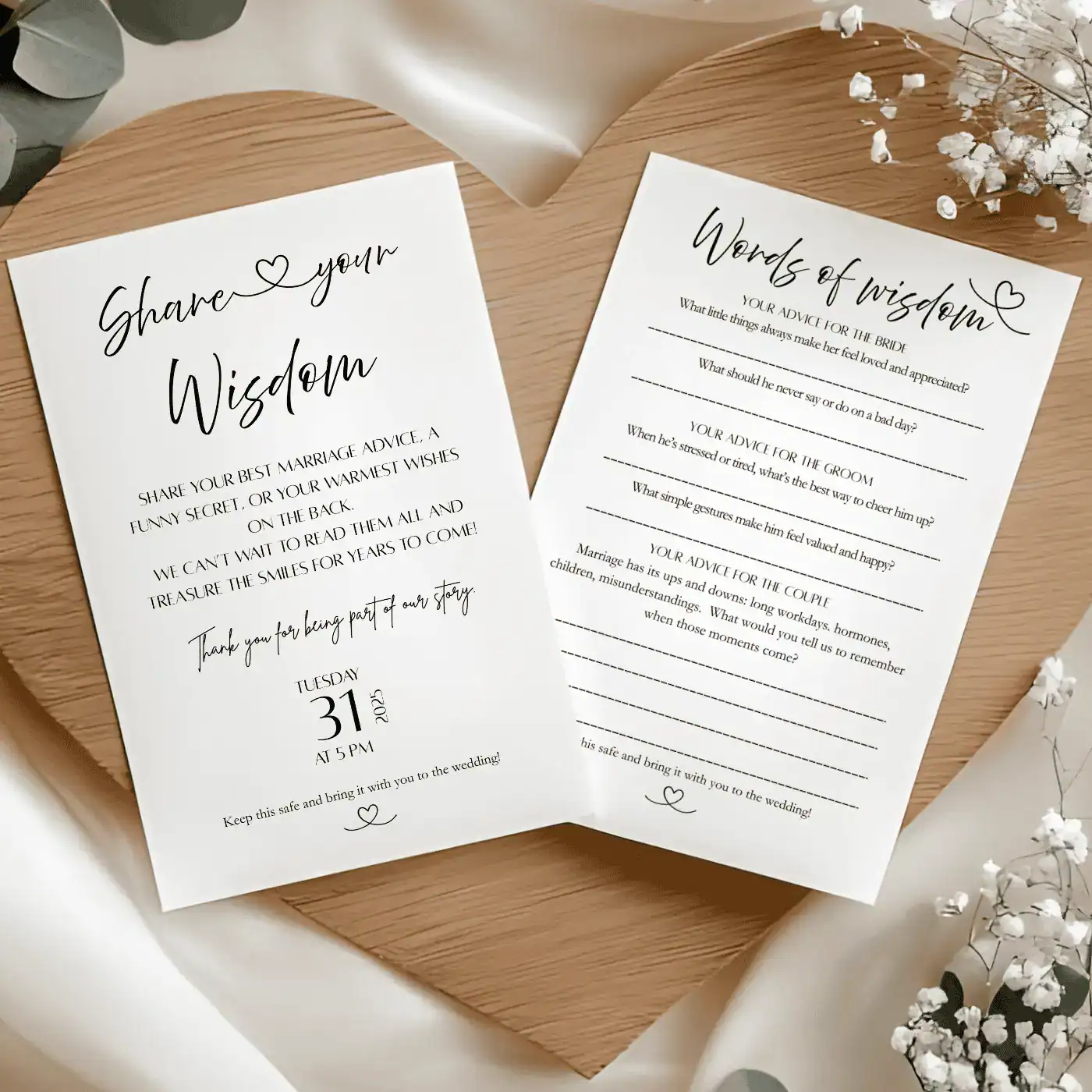 Canva Template – Bundle: New Year’s wedding invitation with Pocket: Invitations, Wisdom, Menus, Welcomes, Details, Rsvp