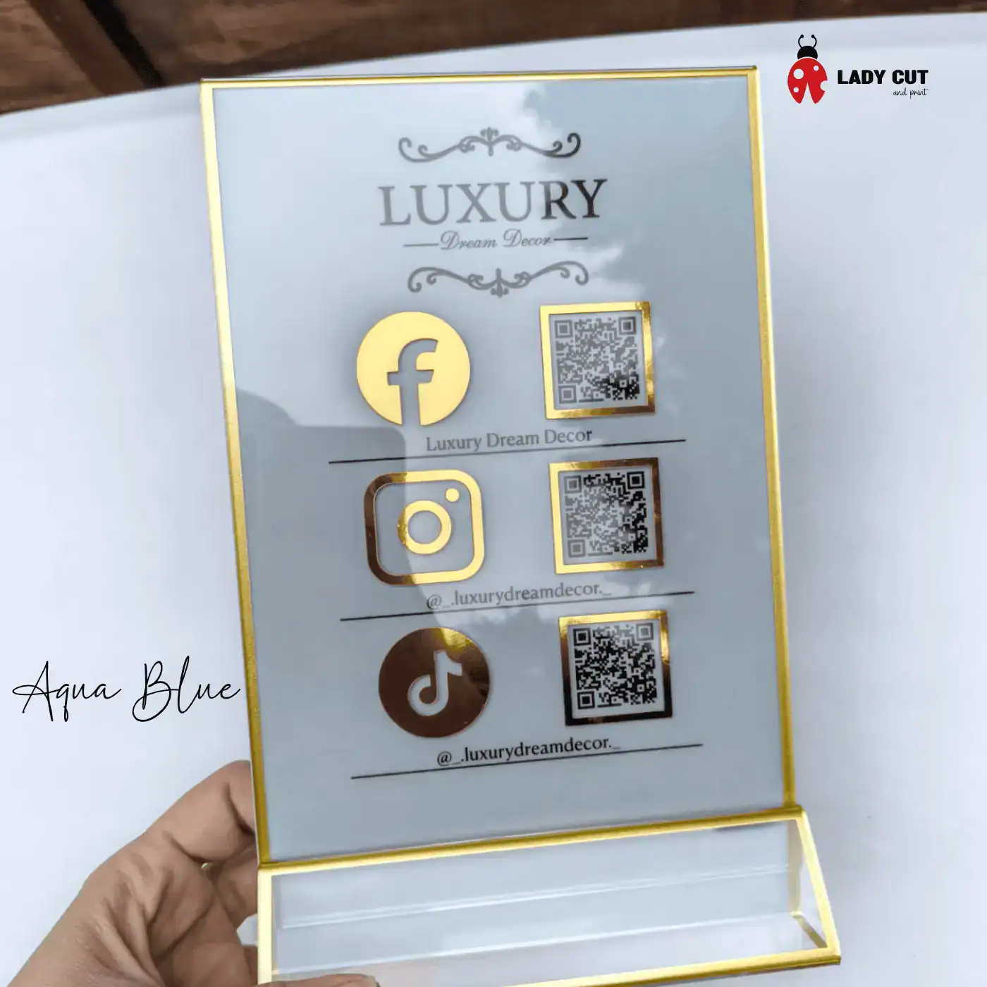 A5 Acrylic Sign for Showcasing Business Social Media Details