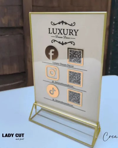A5 Acrylic Sign for Showcasing Business Social Media Details