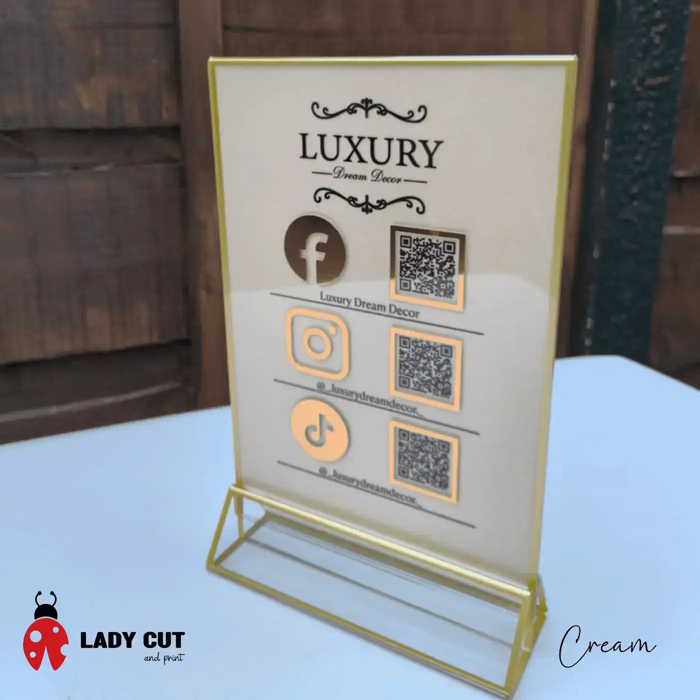 A5 Acrylic Sign for Showcasing Business Social Media Details