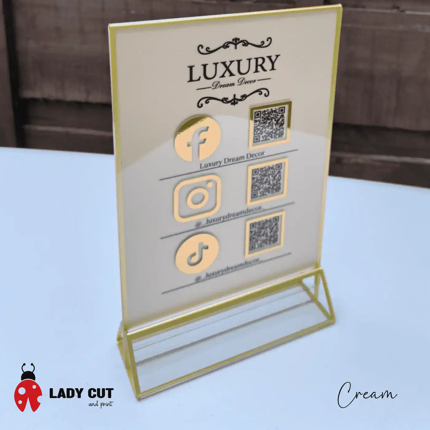 A5 Acrylic Sign for Showcasing Business Social Media Details