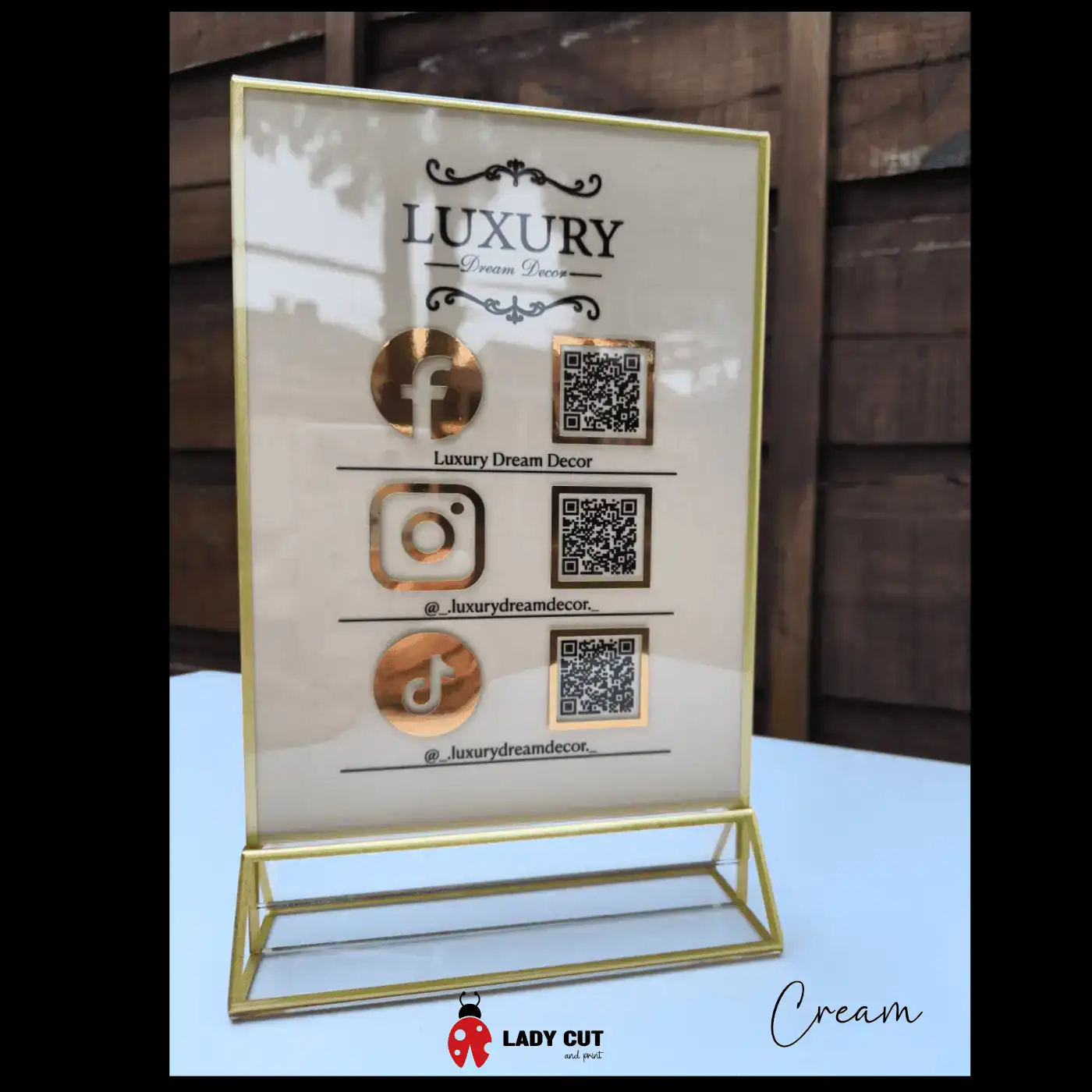 A5 Acrylic Sign for Showcasing Business Social Media Details