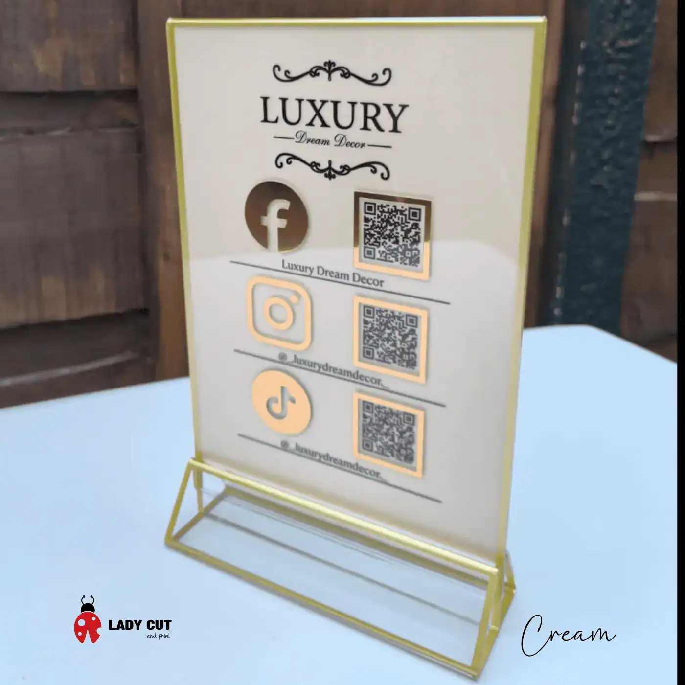 A5 Acrylic Sign for Showcasing Business Social Media Details