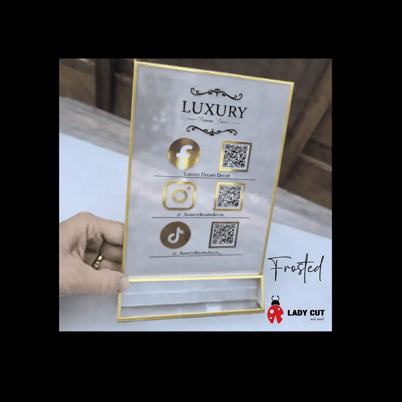 A5 Acrylic Sign for Showcasing Business Social Media Details