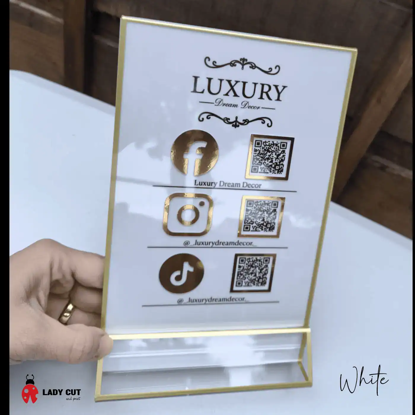 A5 Acrylic Sign for Showcasing Business Social Media Details