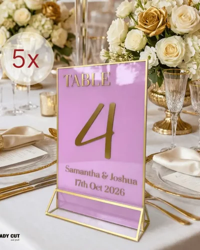 5 Personalised Wedding table numbers, Seating numbers – 1 to 5  – Wedding decoration supplies