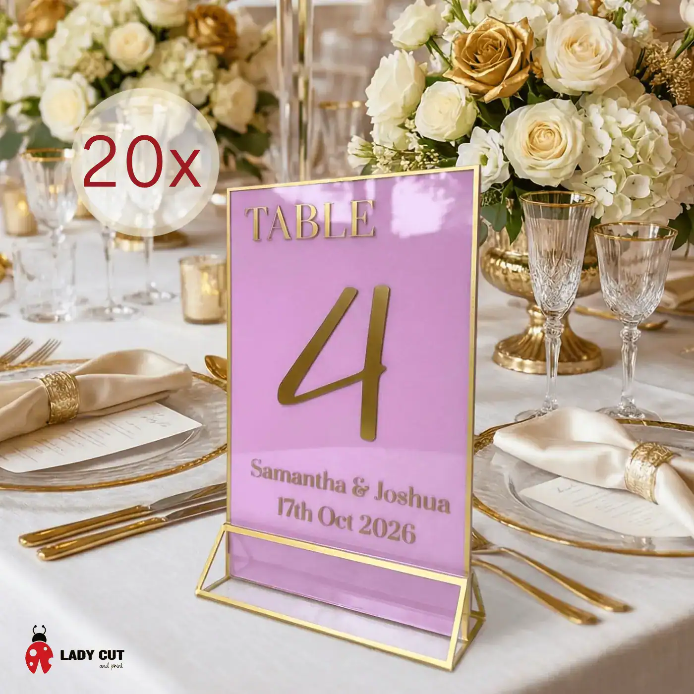 20 Personalised Wedding table numbers, Seating numbers – 1 to 20 – Wedding decoration supplies